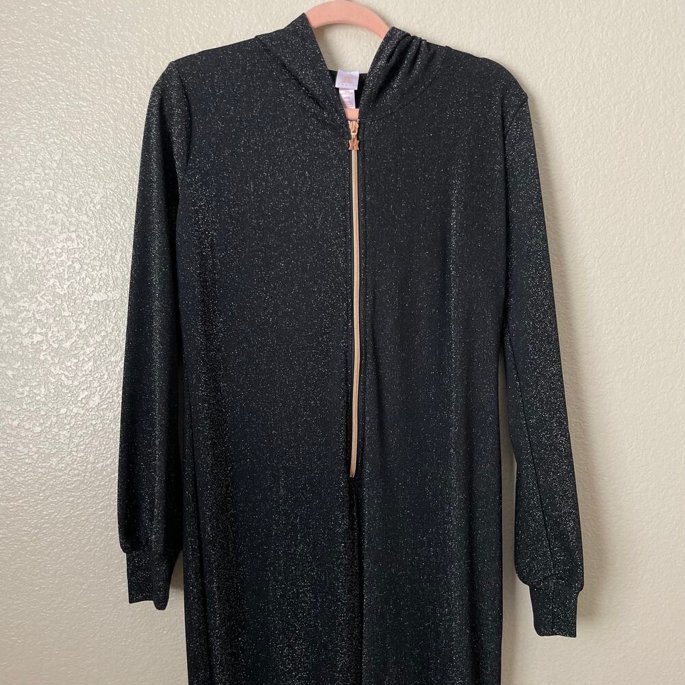 Savage X Fenty Jumpsuit Womens Medium Black Sleep & Shine Hooded Glitter Casual - Picture 4 of 11
